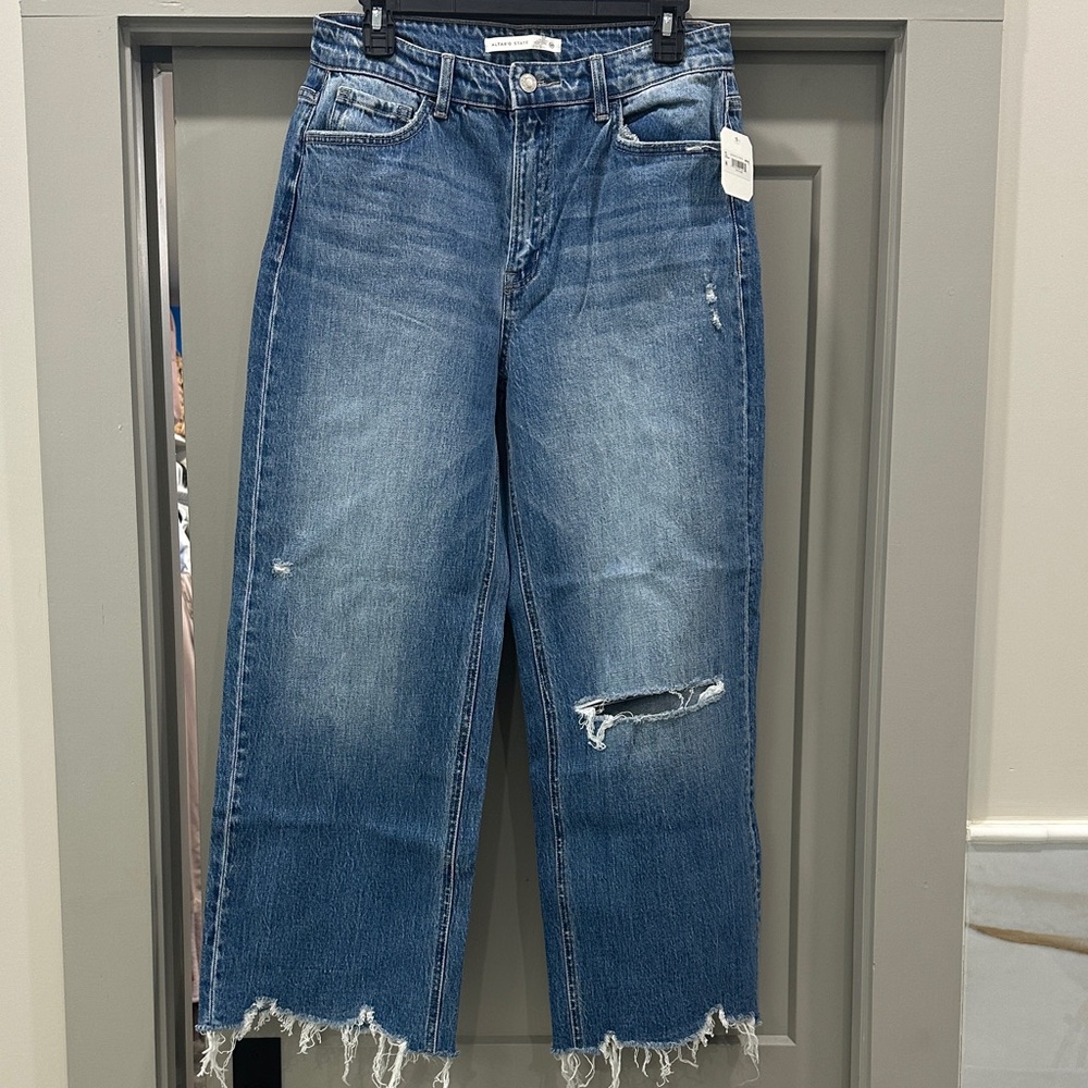 Altar'd State Cropped Distressed Blue Jeans